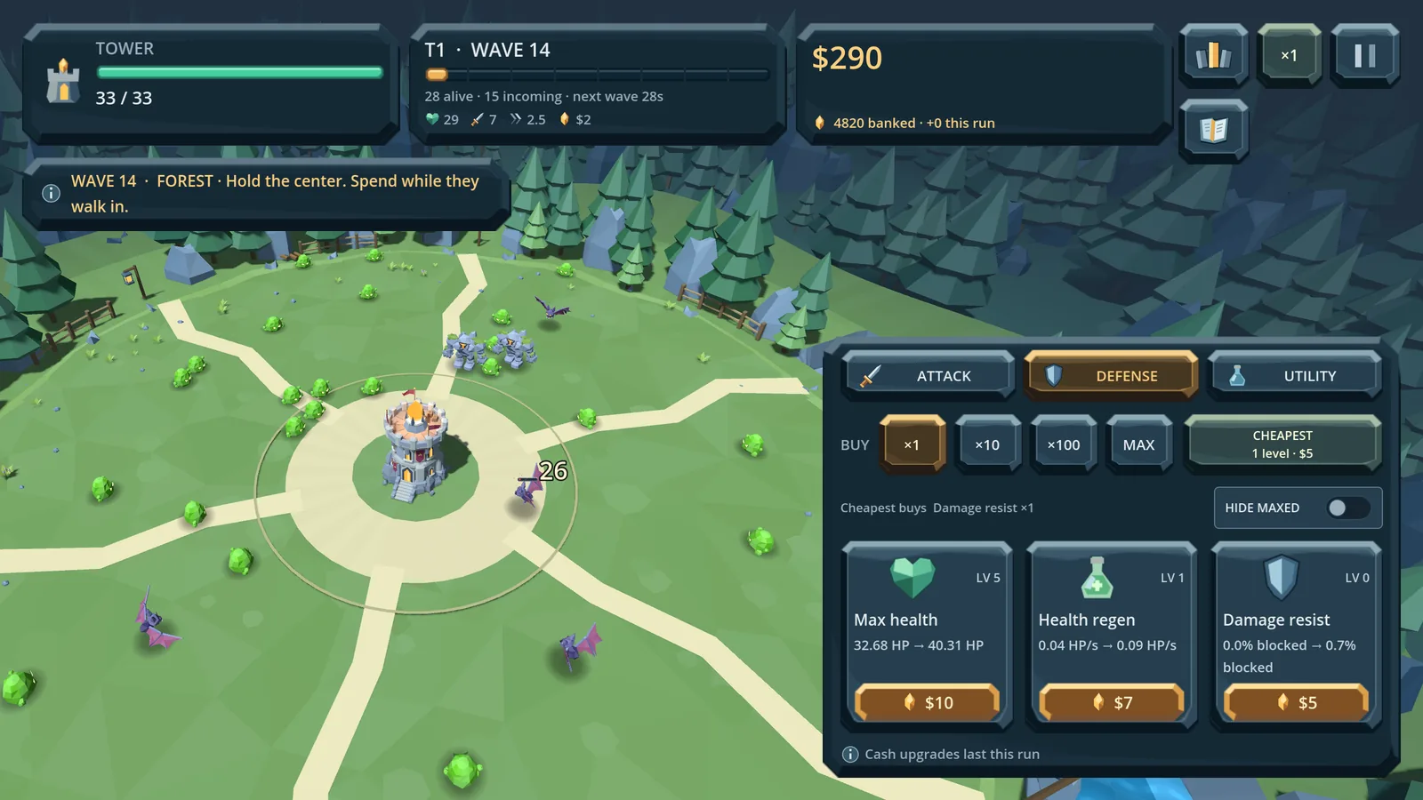 The defense upgrade tracks docked beside a live fight